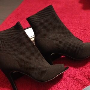 MIA Black Peep-Toe Heeled Boots